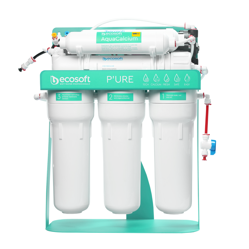 P’URE AquaCalcium Mint me pompë dhe raft metalik